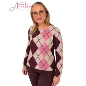 Enjoy truitje ruitprint 472269 Port roze zand