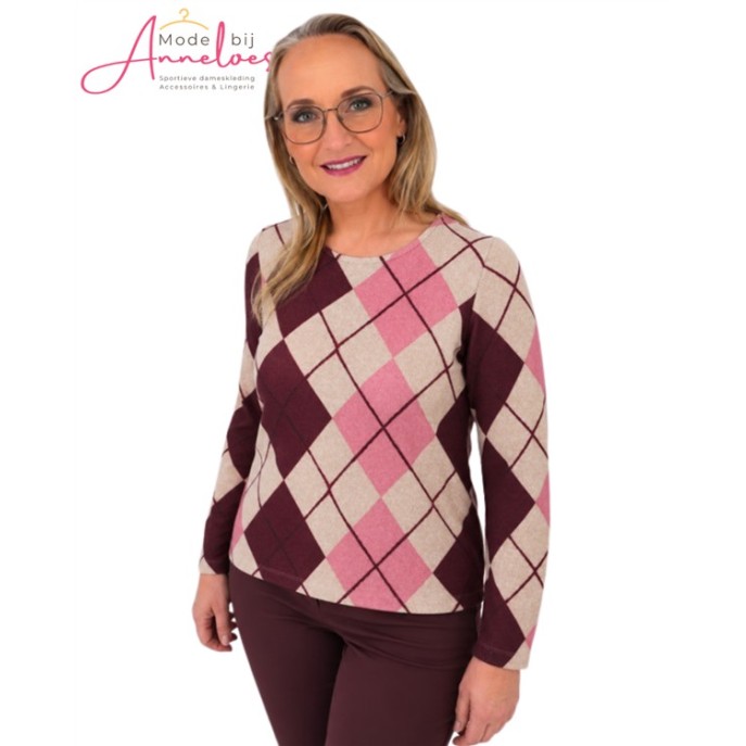 Enjoy truitje ruitprint 472269 Port roze zand