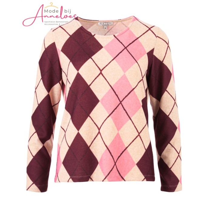 Enjoy truitje ruitprint 472269 Port roze zand