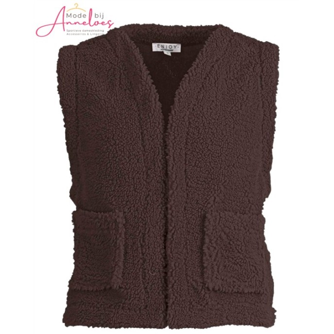 Gilet teddy kort - Donker bruin Gilet teddy kort - Donker bruin