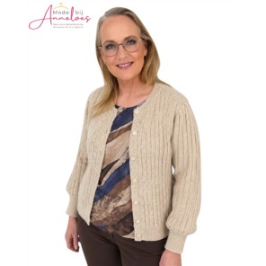 Enjoy Vest 507604 Pofmouw rib Licht taupe Enjoy Vest 507604 Pofmouw rib Licht taupe