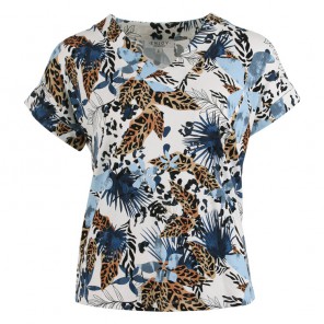 Z T-shirt km v-hals - Blauw dessin