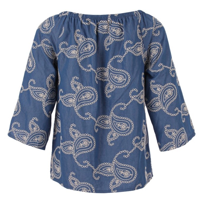 Enjoy Blouse paisley borduur Jeans ecru