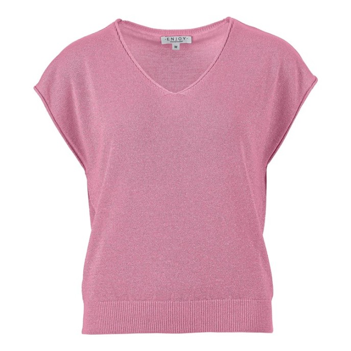 S Enjoy Pullover lurex vhals Pink