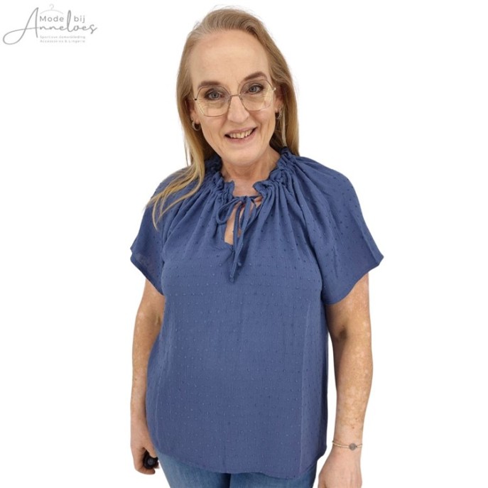 S Enjoy Blouse KM structuur - Jeans