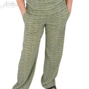 Enjoy Broek 414124 wide leg Army groen dessin