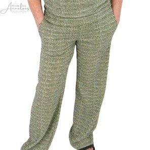 Enjoy Broek 414124 wide leg Army groen dessin