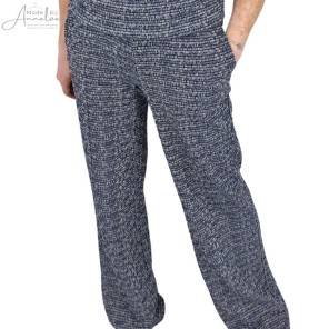 Enjoy Broek wide leg print - Marine ecru