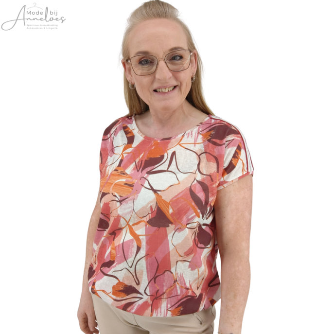 Z Enjoy Blouson bloemprint Pink bordeaux oranje