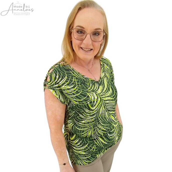 S Enjoy Shirt open schouders Army print