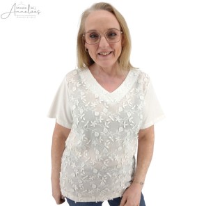 Z Enjoy T-shirt vhals borduur Ivoor