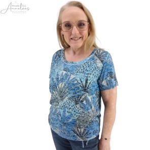 Enjoy T-shirt KM devore Blauw print