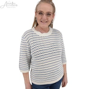 Enjoy Pullover 1/2mw streep blue ecru