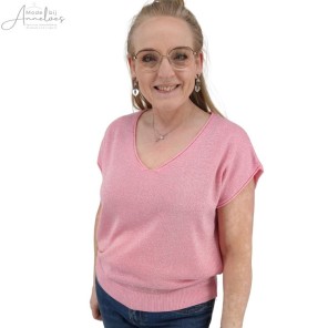 Enjoy Pullover lurex vhals Pink