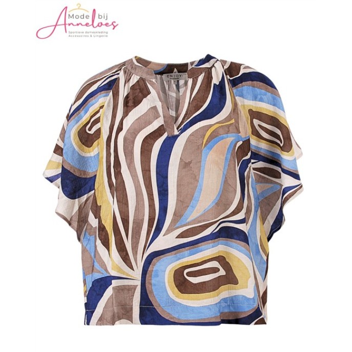 Enjoy Top vleermuismouw 506312 aop Licht blauw