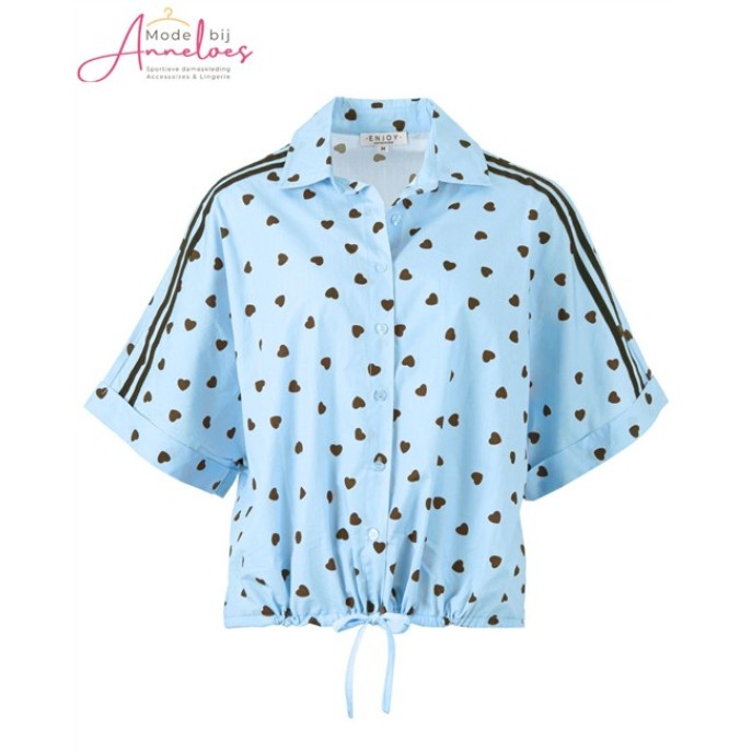 Enjoy Blouse KM 503617 hartjes bies Blauw
