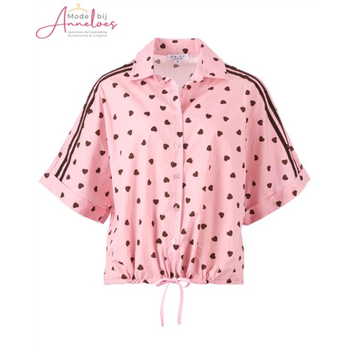 Enjoy Blouse KM 503617 hartjes bies Rose