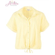 Enjoy Blouse strepen/strass 503621 licht geel