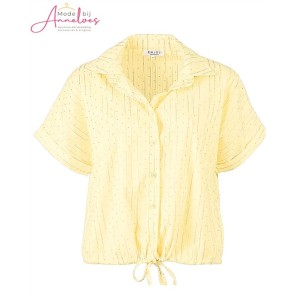 Enjoy Blouse strepen/strass 503621 licht geel