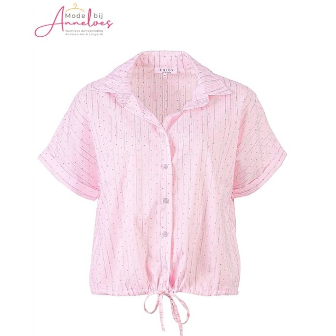Enjoy Blouse strepen/strass 503621 rose