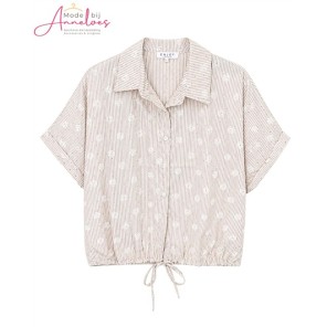 Blouse KM strepen/st - Zand