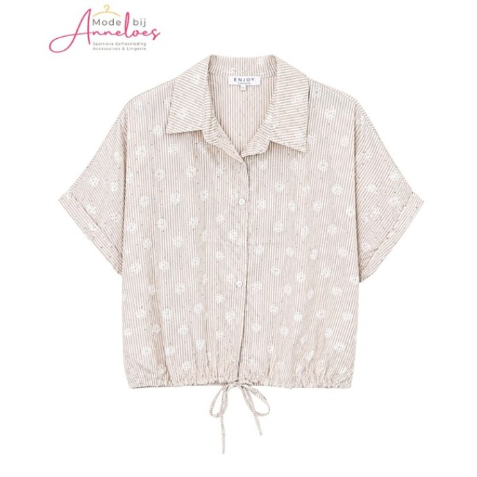 Blouse KM strepen/st - Zand