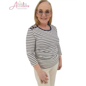 Enjoy T-shirt streep Navy Enjoy T-shirt streep Navy