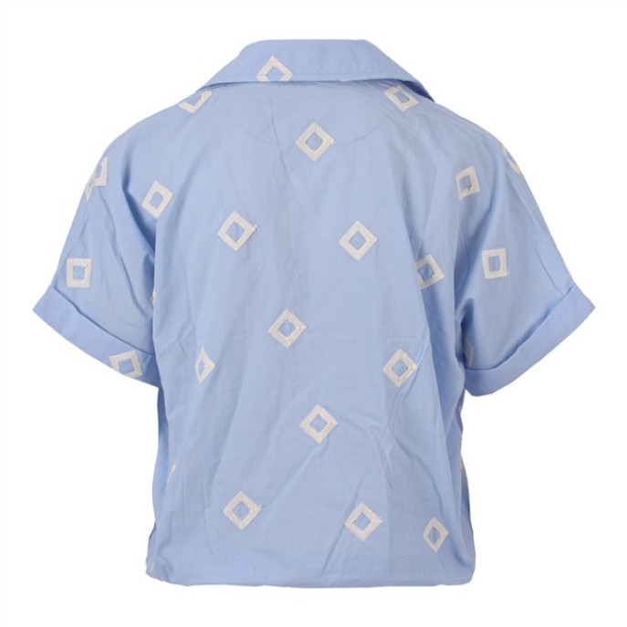 Enjoy Blouse korte mouw borduur 501037 Licht blauw