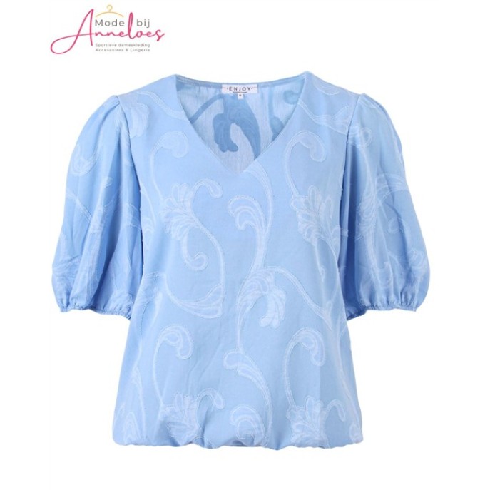 Enjoy Blouson korte pofmouw 127635 Licht blauw