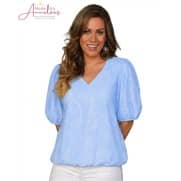 S Enjoy Blouson korte pofmouw 127635 Licht blauw S Enjoy Blouson korte pofmouw 127635 Licht blauw