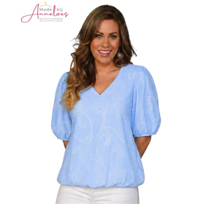 Enjoy Blouson korte pofmouw 127635 Licht blauw