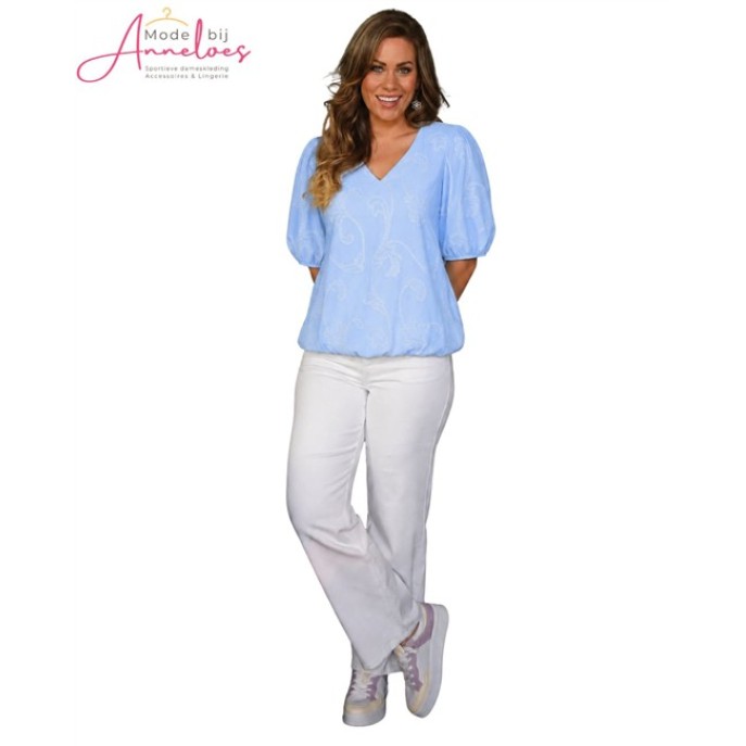 Enjoy Blouson korte pofmouw 127635 Licht blauw