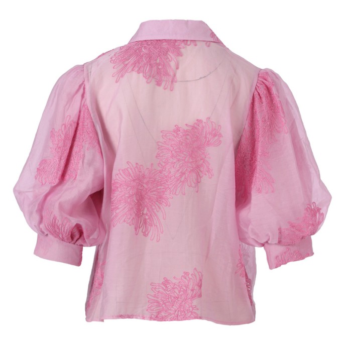 Enjoy Blouse ballon mouw borduring 127516 Roze Enjoy Blouse ballon mouw borduring 127516 Roze