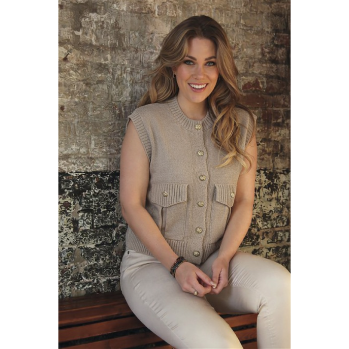 Enjoy gebreid Gilet met zakken 507453 Beige