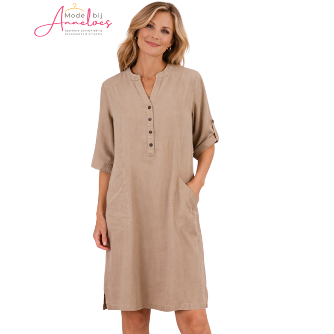 Enjoy Jurk 3/4 mouw tencel 939999 Zand 