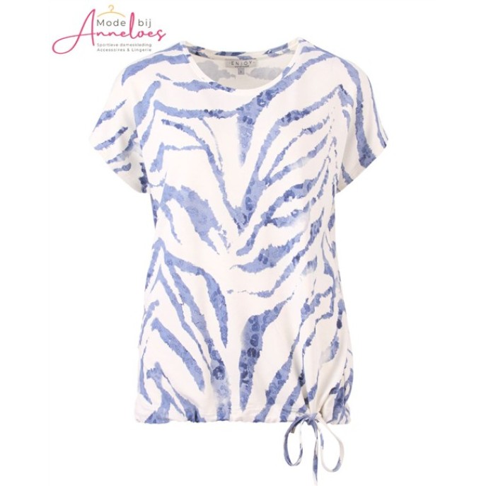 Enjoy tshirt Batik dierenprint 472908 jeans blauw