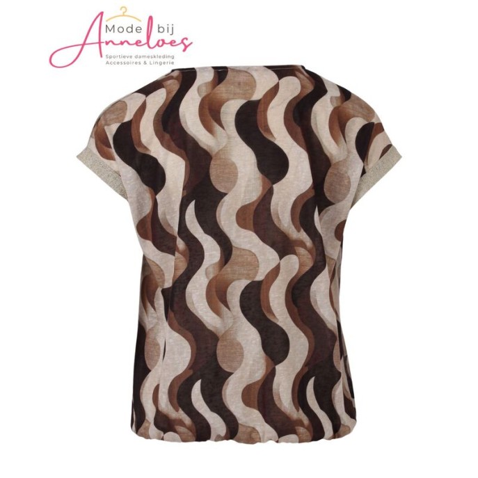 Enjoy Blouson golfjes print lurex - Donkerbruin 156890 Enjoy Blouson golfjes print lurex - Donkerbruin 156890