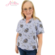 Enjoy Blouson blouse 503013 KM borduur Jeans print