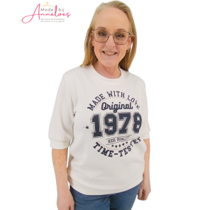 Enjoy T-shirt 1/2 mouw opdruk Ecru