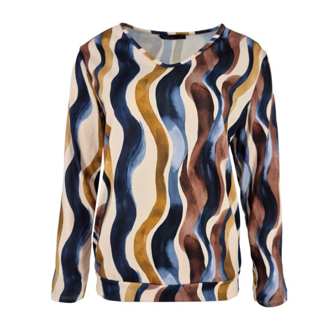 FOS Top 7553 Bella Brush Navy print