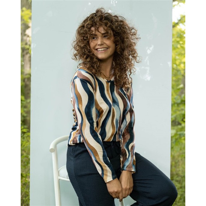 FOS Top 7553 Bella Brush Navy print