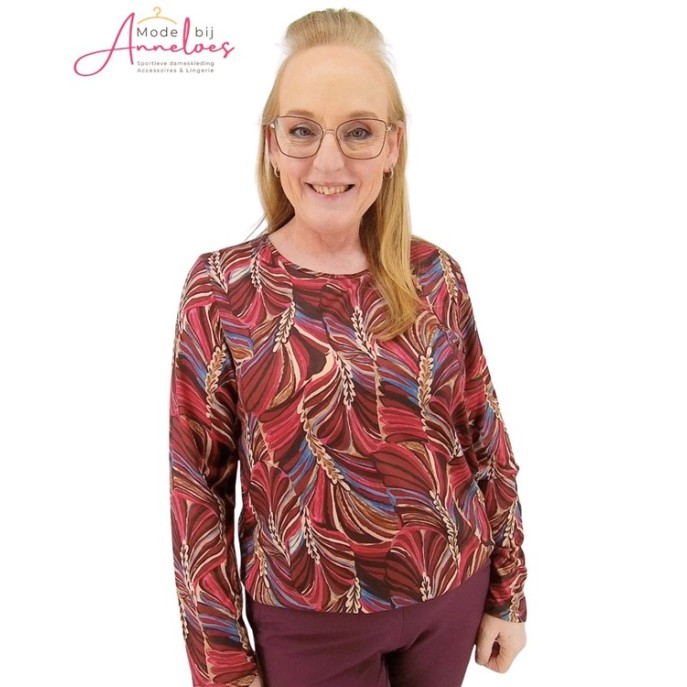 W FOS shirt Sisi feather line Bordeaux multi