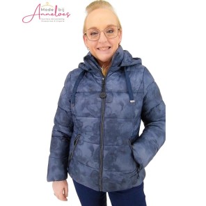 District winterjack Selva print Denim blauw