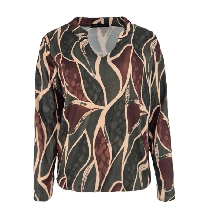 FOS Shirt 7871 Eefje Wild Leaf Dark Army FOS Shirt 7871 Eefje Wild Leaf Dark Army