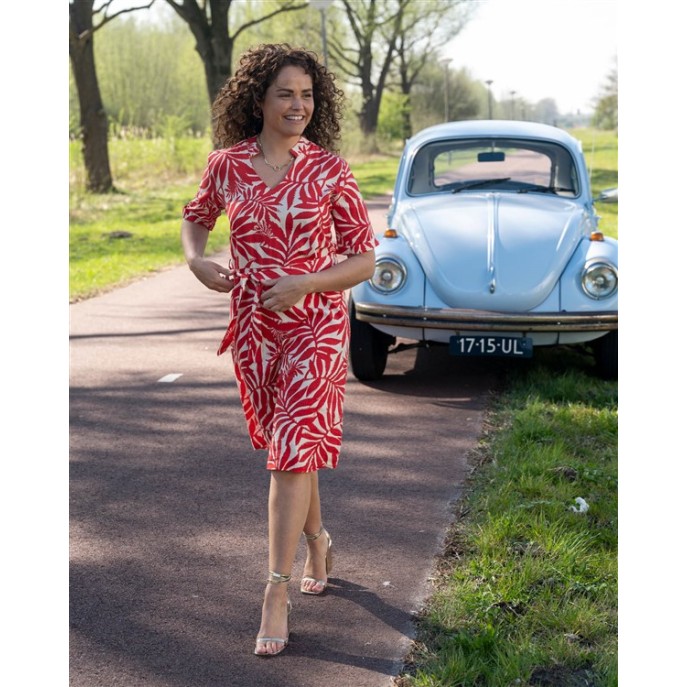 FOS jurk Norah bloem Rood print