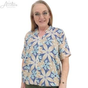 FOS blouse Doortje spiraal Jeans print