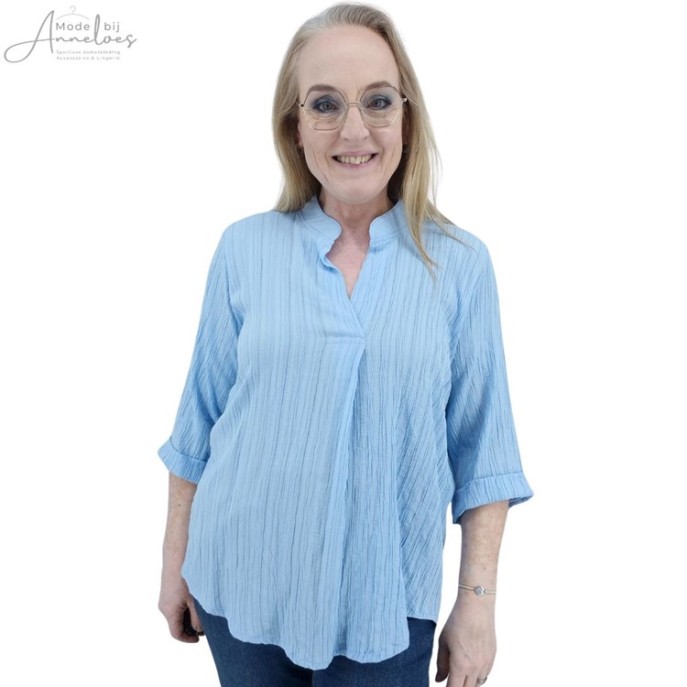 Z FOS Blouse 3/4 mouw boomschors - Licht blauw