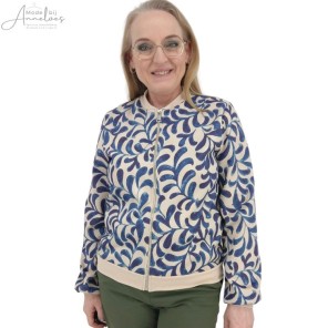 FOS Kort jasje Bambi leafy Navy zand print