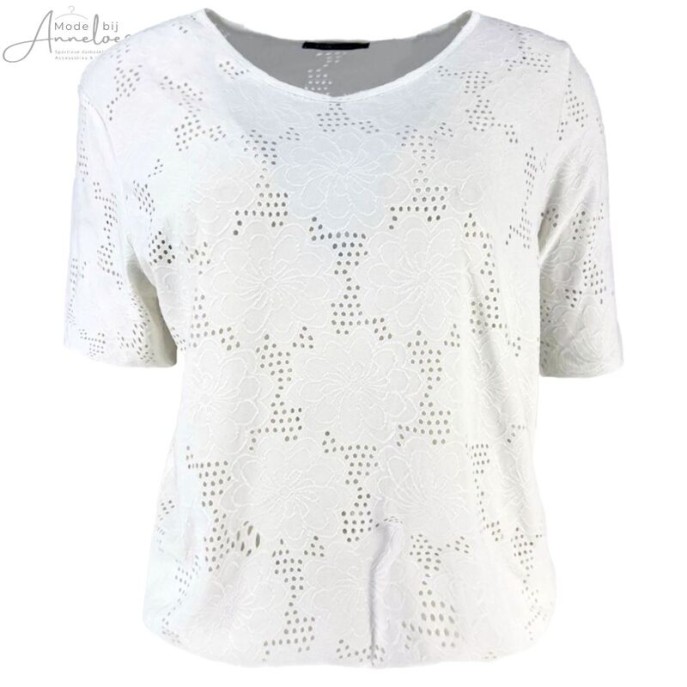 FOS Top Vivi bloem Off white