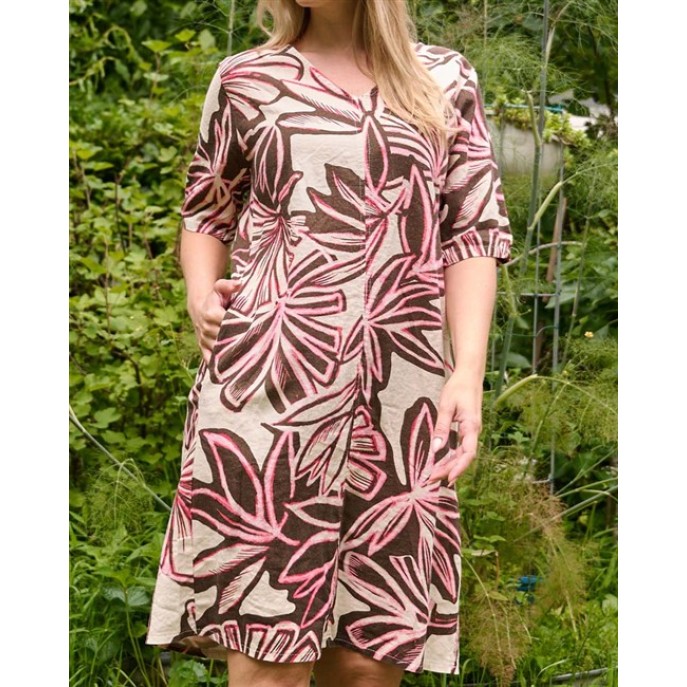 Fos Dames Jurk Linde Leave Grande -7816 - Framboos Fos Dames Jurk Linde Leave Grande -7816 - Framboos